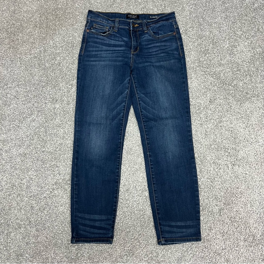 Judy Blue Jeans Women 9/29 Relaxed Fit Ankle Jeans Dark High Rise Denim Stretch